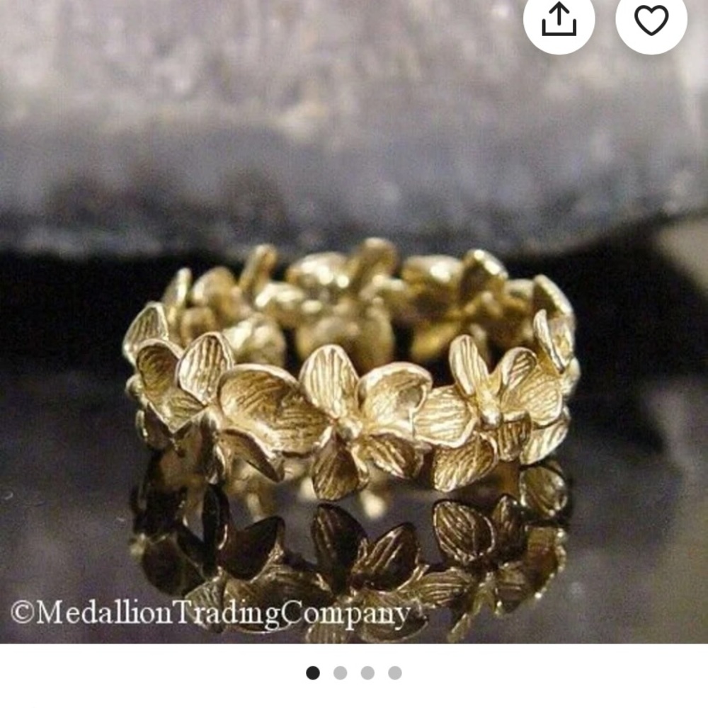 Na Hoku 14K Yellow Gold Plumeria Hawaiian Lei Ring Size 8